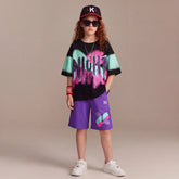 Boys Black Typographic Print Short Sleeve T-Shirt With Shorts Sets