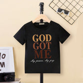 Boys Black Typographic Printed Regular Short Sleeves T-Shirt