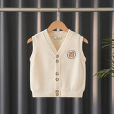 Boys Apricot Sleeveless Sweater Cardigan