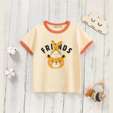 Boys Beige Graphics Short Sleeve T-Shirt