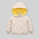 Boys Apricot Hooded Zip-up Puffer Jacket With Long Sleeves