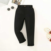 Boys Black Straight Fit Trousers with Belt Loop