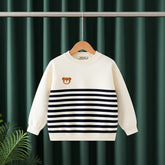 Boys Apricot Stripes Knitted Sweater With Bear Face Patch