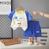 Boys Blue Dinosaur Graphic Short Sleeves T-Shirt With Elasticated Shorts Sets