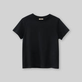 Boys Black Solid Short Sleeves T-Shirt