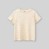 Boys Beige Solid Short Sleeves T-Shirt