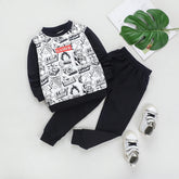 Boys Black Gaming Print Sweatshirt With Joggers Sets