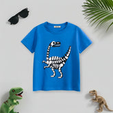 Boys Blue Dinosaur Cartoon Printed Short Sleeves T-Shirt