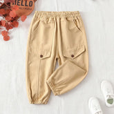 Boys Beige Joggers Pant With Elasticated Waistband