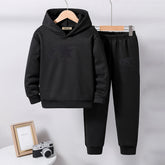 Boys Black Star Printed Hooded Sweatshirt with Joggers Set