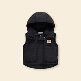 Boys Black Hooded Sleeveless Puffer Vest