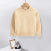 Boys Beige Self-Design Diamond Pattern Sweater