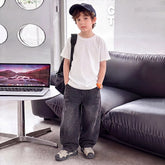Boys Black Loose Fit Elasticated Denim Jeans