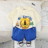 Boys 3D Lion Appliqued T-Shirt With Blue Shorts Set