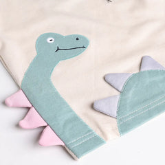 Boys Beige Dinosaur Applique Short Sleeve T-Shirt With Elasticated Shorts Sets