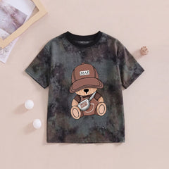 Boys Black Bear Print Short Sleeve T-Shirt