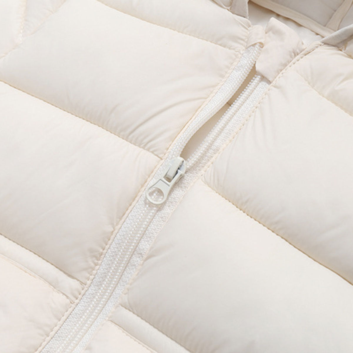 Boys Apricot Solid Front Zipper Hooded Puffer Jacket