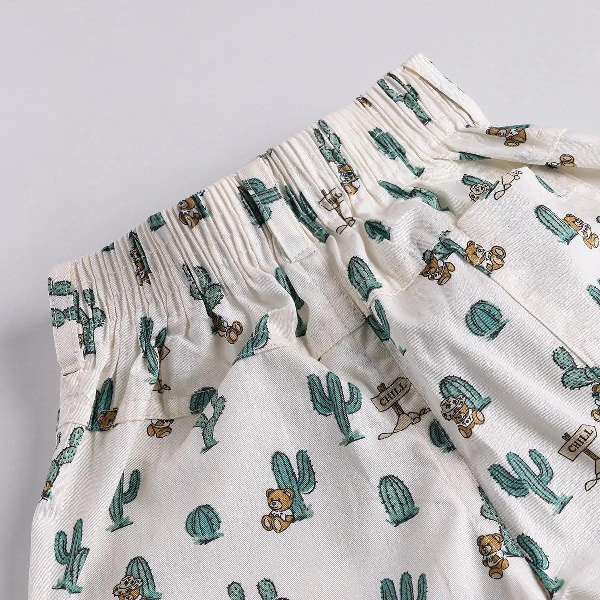 Boys Blue Cactus Printed Shirt With T-Shirt And Shorts Sets