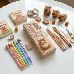 3D Squishy Capybara Pop Eye Magnetic Pencil Box for Kids