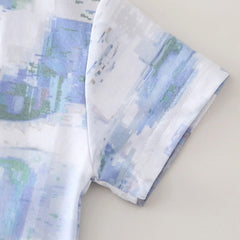 Boys Blue Abstract Print Short Sleeve T-Shirt With Elasticated Shorts Sets