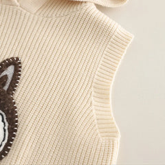 Boys Apricot Applique Hooded Sweater Vest With T-Shirt & Jogger Sets