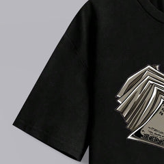 Boys Black Print Graphic Short Sleeves T-Shirt