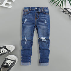 Boys Blue Mid Rise distressed Denim Pants