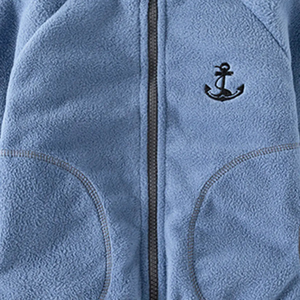 Boys Blue Fleece Embroidered Anchor Logo Zip-up Jacket