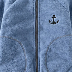 Boys Blue Fleece Embroidered Anchor Logo Zip-up Jacket
