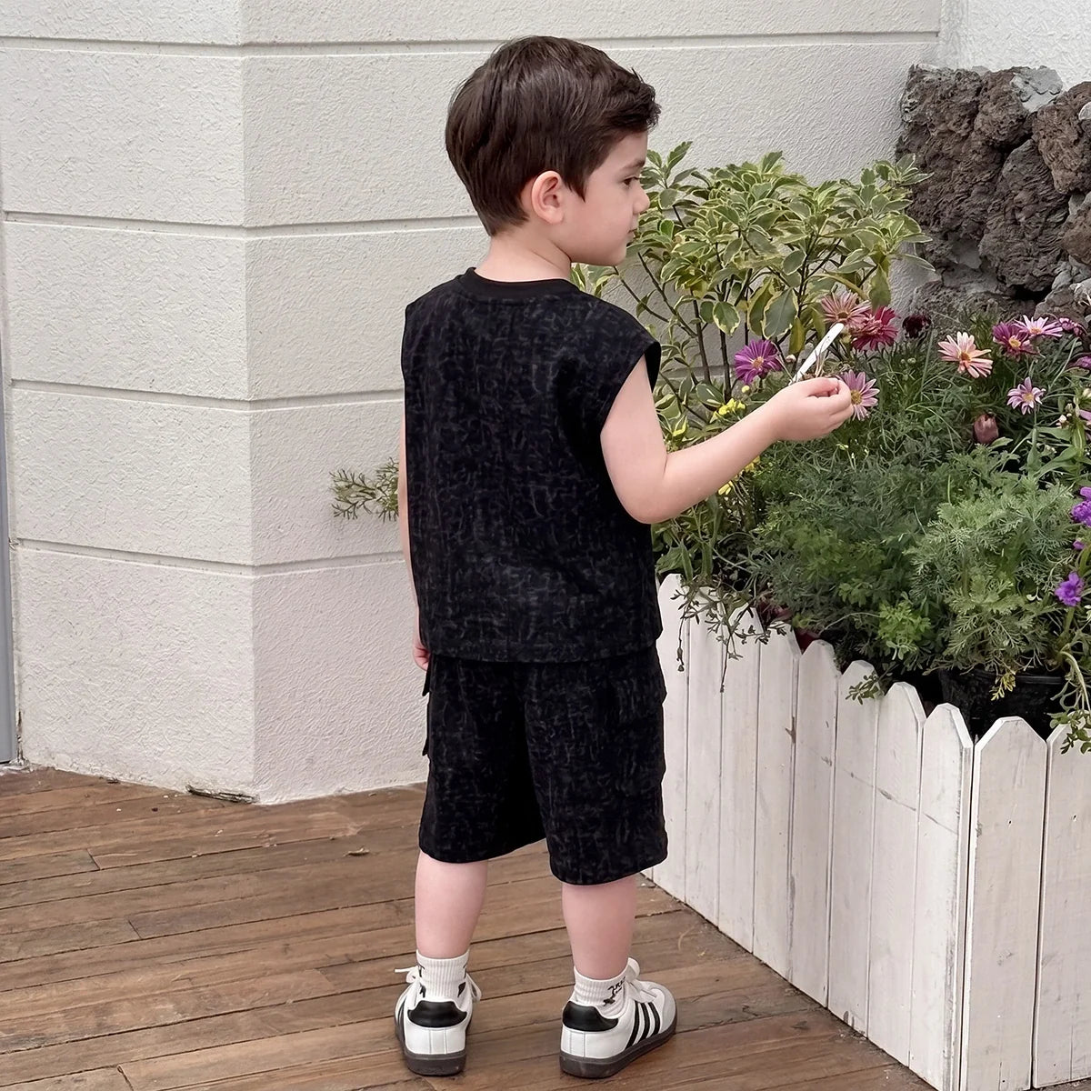 Boys Black Dinosaur Graphic T-Shirt With Shorts Sets