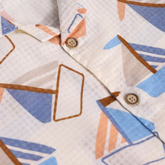 Boys Blue Boat Graphics Short Sleeve Shirt With Elasticated Shorts Sets