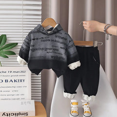 Boys Black Ombre Printed Hoodie With Jogger Sets