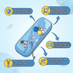 Astronaut Pencil Case -Light Blue 3D Space Gear for Kids