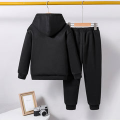 Boys Black Spooky Printed Hooded Sweatshirt with Joggers Set