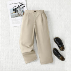 Boys Beige Relaxed Fit Pants