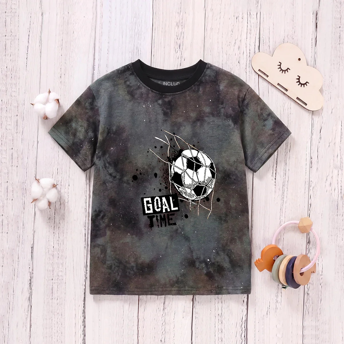 Boys Black Short Sleeve Tie & Dye Graphic T-Shirt