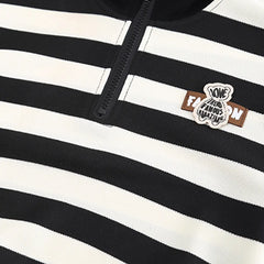 Boys Black Stripes Hal Zipper Sweatshirt With Jogger Sets