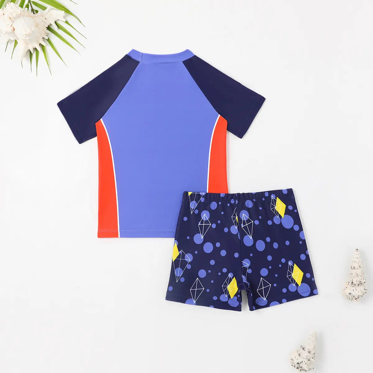 Boys Blue Graphics T-Shirt With Shorts Swimwear Sets