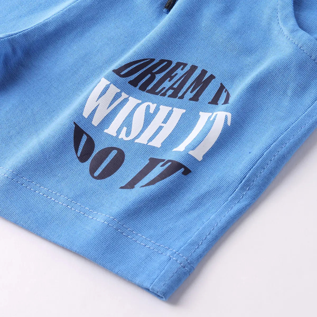 Boys Blue Graphic Short Sleeves T-Shirt With Drawstring Shorts Sets