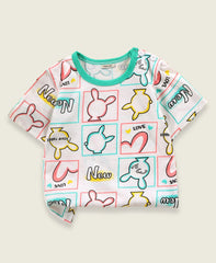 Boys All Over Printed Round Neck T-shirts