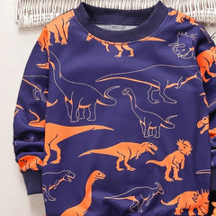 Boys Blue Dinosaur Printed Sweatshirt & Joggers Co-ord Sets