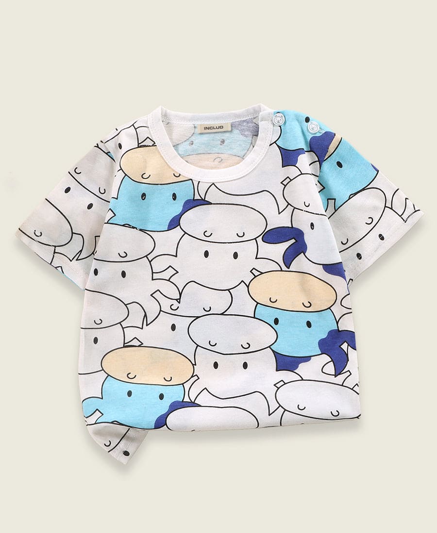Boys All Over Printed Round Neck T-shirts