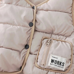 Boys Beige Sleeveless Puffer Jacket