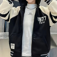 Boys Black Alphanumeric Printed Oversized Hooded Zipper Jacket With Jogger Sets