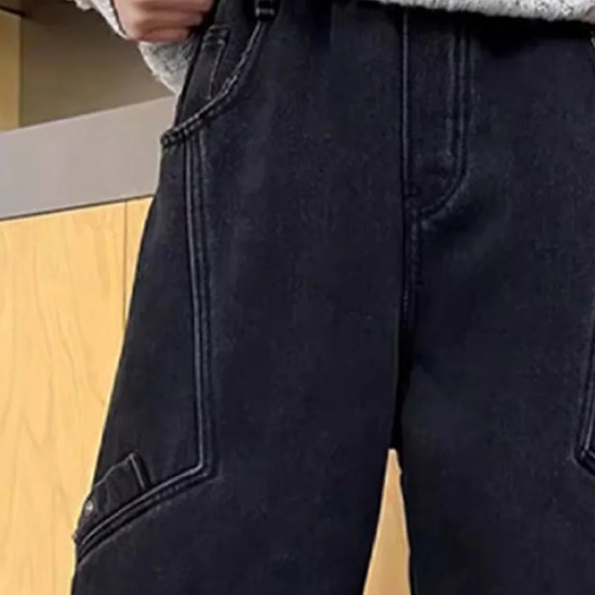 Boys Black Solid Relaxed Fit Denim Jeans