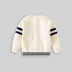 Boys Apricot Bear Applique Knitted Cardigan