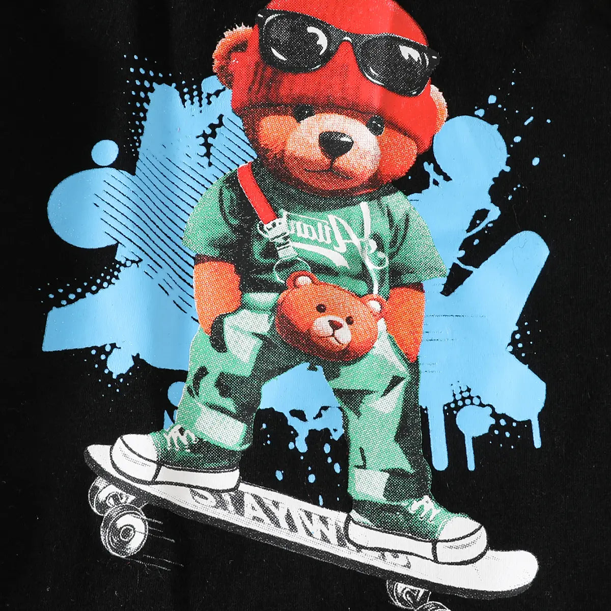 Boys Black Graphics Short Sleeves T-Shirt With Denim Pants Set