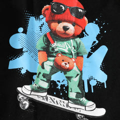 Boys Black Graphics Short Sleeves T-Shirt With Denim Pants Set