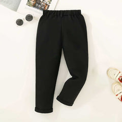 Boys Black Straight Fit Trousers with Belt Loop