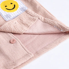 Boys Beige Smiley Printed Short Sleeve Shirt With Elasticated Shorts Sets